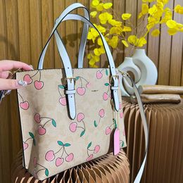 Coabag Cherry Print Designer Tote Bag Totes Designer Bag Women Leather Design Handbag Luxury Shoulder Bags Purse Crossbody Bags 230207