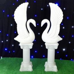 Romantic Party Decor White Swan Plastic Roman Column Wedding Welcome Area Decoration Photo Booth Props Supplies