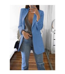 Women's Suits & Blazers Women Suit Coats Spring 2023 Black Long Blazer Elegant Casual Turn Down Collar Office Wear Work Jackets Korean Slim