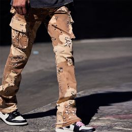Calças masculinas high street casual moda reta meados de cintura botão calças outono vintage masculino calça longa 230214