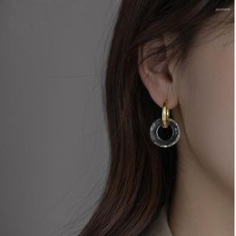 Hoop Earrings 2023 Double Acrylic Metal Fashion For Woman Personality Jewelry