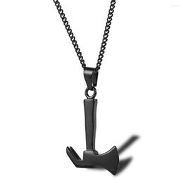 Pendant Necklaces Black Punk Titanium Steel Tool Hammer Necklace Jewellery For Him With Chain