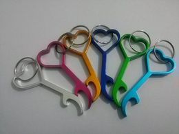 100pcslot Love Heart Shaped Bottle Wine Beer Opener Ring Keychain Key Chain Portable Durable Tool Can customize logo