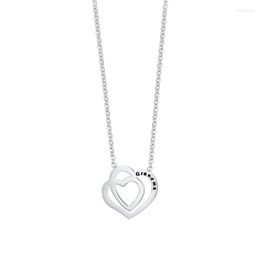 Pendant Necklaces 2023 Refreshing And Trendy Stainless Steel Double Heart-shaped Laser With Grandma Simple Necklace Suitable For Women's