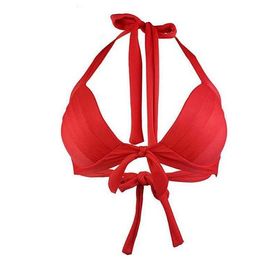 Fashion Swimwear Pure Colour Bikini Backless Strap Split Swimsuit Womens Single