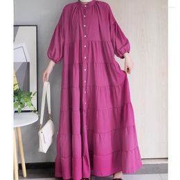 Ethnic Clothing Long Sleeve Abaya Islamic Robe Loose Women Muslim Dress Arabic Solid Colour Turkey Caftan Dubai