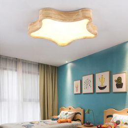 Ceiling Lights Solid Wood Chandelier Lamp LED Light Remote Control Dimming Round Study Bedroom