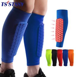 Protective Gear 2Pcs/Pair Football Shin Guards Leg Sleeves Honeycomb Nylon Support Sock Shin Protector Soccer Gear Soccer Shields Sports Legging 230215