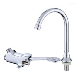 Bathroom Sink Faucets Copper Basin Faucet Cold Tap Floor Foot Pedal Control Switch Valve Laboratory El