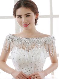 2023 Lace Crystal Rhinestone Beaded Bling Bling Bridal Wraps White Wedding Shawl Jacket Bolero Wrap Bride Women Wedding Jacket