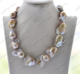 Chains Huge 17'' 30mm Baroque Lavender Reborn Keshi Pearl Necklace CZChains