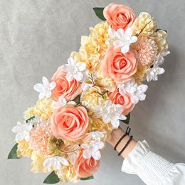 Decorative Flowers & Wreaths DIY Wedding Arch Decor Flower Wall Arrangement Supplies Silk Rose Artificial Floral Row Marriage Iron BackdropD