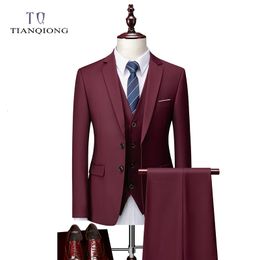 Men's Suits Blazers Men Suit Spring and Autumn High Quality Custom Business Suit Three-piece Slim Large Size Multi-color Suit Two-button Suit 230215