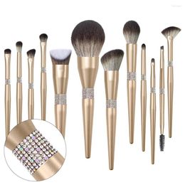 Make-up Pinsel 12 teile/satz Diamant Gold Professionelle Flüssige Foundation Augenbrauen Lidschatten Pulver Kosmetik Pinsel Frauen Schönheit Werkzeuge