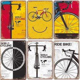 Retro Bicycle Metal Tin Signs Plate Poster Vintage World Cycling Metal Signs Wall Decor for Garage Bar Pub Ride Bike Iron poster Bicycle race Decor SIze 30X20 w01