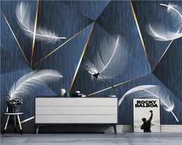 Wallpapers Custom Wallpaper 3d Falling Feathers Modern Geometric Relief Simple Background Wall Living Room Bedroom Mural Papel De Parede