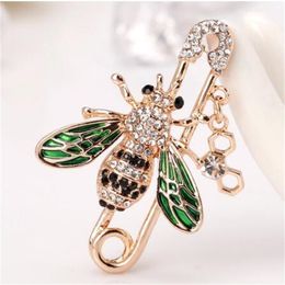 Bee Brooch pins Women Enamel Crystal Insect Pin Lapel Pin Large Safety Pin GC1914