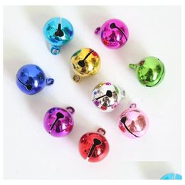 Charms 100 Pcs/Lot Coloured Copper One Word Open Bells Loose Beads Jingle Pendant Christmas Decoration Gift Diy Dog Collar Drop Deliv Dhzor