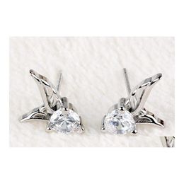 Stud Earrings Wholesale Fashion Sterling Sier Zircon Angel Wing Shaped Ear Studs Drop Delivery Jewellery Dhbge