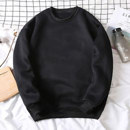 Women's Hoodies Sweatshirts Woman Solid Colour ONeck Sweatshirt Casual Loose Fit Hoodie Harajuku Aesthetic Streetwear Velvet Pullover White Tops Korean Pop 230215