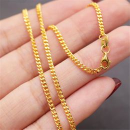 Chains Pure Solid 999 24K Yellow Gold Necklace Men Women 1.6mm Curb Link Chain
