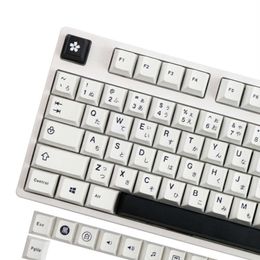 Tastaturen Minimalistischer Weiß-Schwarz-Stil PBT-Tastenkappen für mechanische Tastatur Mx Switch Cherry Profile-Tastenkappe Japanische Tastenkappe Custom GK61 T230215