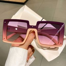 Sunglasses Oversized Square Sunglass Men Women Trendy Semi-rimless Sun Glasses Eyewear 2022 Fashion Luxury Brand Design Shades G230214