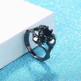 Wedding Rings Vintage Heart White Zircon Stone Skull For Women Men Fashion Jewelry Men's Punk Skeleton Ring Party Gifts