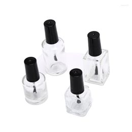 Storage Bottles 10ml 15ml Clear Glass Empty Nail Polish Bottle With Lid Cosmetic Container Brush