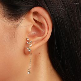 Backs Earrings Charm Zircon Leaf Ear Cartilage Clip Tassel Chain Non-Pierced Cuff Fake Earcuffs For Women Girls Jewellery