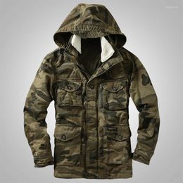 Men's Jackets Thicken Men's Hoode Camouflage Jacket Multi Pockets Tactics Coats Medium Long Cotton Military Overcoat For Male