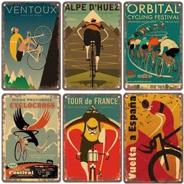 Vintage Bicycle Metal Tin Signs Plate Poster Retro World Cycling Metal Signs Wall Decor for Garage Bar Pub Ride Bike Iron poster Bicycle race Decoration SIze 30X20 w01