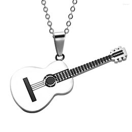 Pendant Necklaces Men Women Rock Guitar Stainless Steel Necklace Jewellery Musician Gift