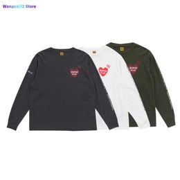 Men's T-Shirts HUMAN MADE Harajuku Streetwear Japan Style Heart Longsleeve T-shirts 021523H