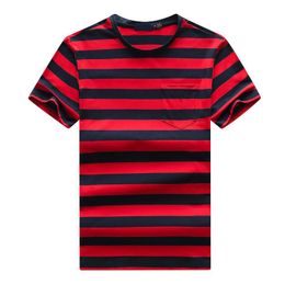 Men round neck Striped T Shirt Short Sleeve Tee Solid color T Shirts Retail tees polos shirts