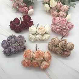 Decorative Flowers 6 Piece Of Simulation Diy Garland Forest Headdress European Tea Bud Edge Retro Rose Silk Flower Decoration Material