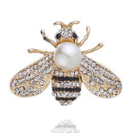 Korean diamond inlaid bee Brooch high-grade cartoon insect Pearl Brooch dress corsage accessories silk scarf buckle dual purpose