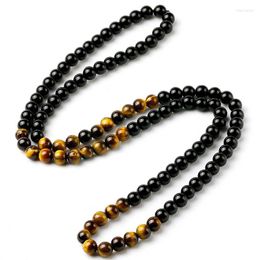 Chains Black Onyx Men's Tiger Eye Stone Bead Necklace Fashion Natural Jewellery Design Handmade Gift