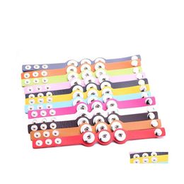 Charm Bracelets Mix Pu Leather Three 18Mm Snap Button Charms Bangle Wristband Jewelry Diy Snaps Buttons Punk Bracelet Jewellery Whol Dhfph