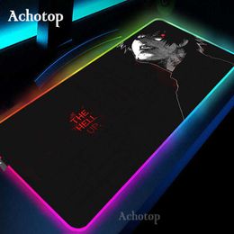 Mouse Pads Wrist Rests Tokyo Ghoul Mouse Pad RGB Colourful Pad To Mouse Notbook Computer Mousepad Cool LED Gaming Padmouse Gamer Keyboard Mouse Desk Mat T230215