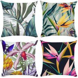 Pillow Painted Plant Leaves Cover Plush Pillowcase Lumbar Decorative Pillows Soft Outdoor S Case 45x45cm 50