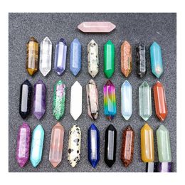 Stone Lots Hexagon Natural Rose Quartz Turquoise Naked Stones Decoration Hand Handle Pieces Diy Pendant Bauble Accessories Drop Deli Dhbh5