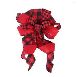 Christmas Decorations Tree Top Bow Childlike Bright-colored Eye-catching Kid Toy For Home Plaid Xmas Topper