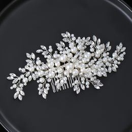 Wedding Hair Jewellery Pearl Fashion Accessories Silver Colour Crystal Headpiece Handmade Combs Bridal For Women 230216