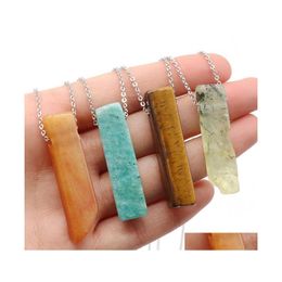 Pendant Necklaces Natural Crystal Stone Mineral Irregar Rec Quartz Pendum Amazonite Tiger Eye Lapsi Crystals Healing Drop Delivery J Dhkdm