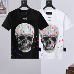 NEW Mens Womens Designer T shirts Fashion man T-shirt Top Quality Cotton Casual Tees Short Sleeve Luxury Hip Hop Streetwear TShirts Rhinestone Skull T-shirts #P103