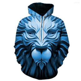 Men's Hoodies Blue Lion 2023 Fashion Men/women 3d Sweatshirts Print Double Hoody Hooded Tracksuits Tops S-6XL