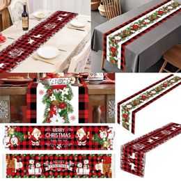 Table Cloth Gifts Snowman Santa Claus Year Christmas Tablecloth Cover Xmas Runner Festival Decor