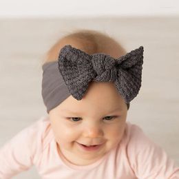 Hair Accessories Sweet Solid Colour Big Bowknot Baby Headband Soft Nylon Elastic Born Girl Band Autumn Princess Infant Toddler Headwear