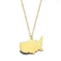 Chains Stainless Steel The United States Map Pendant Necklace Fashion America Jewelry Hub Of Universe Gift